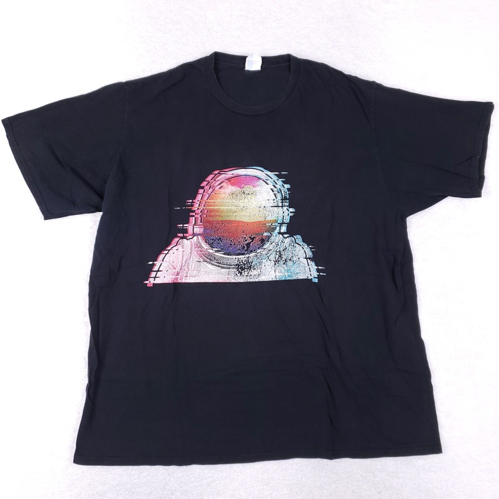 Port & Company Astronaut Glitch Graphic T Shirt Men‎ 3XL Black Space Sci-Fi Tee